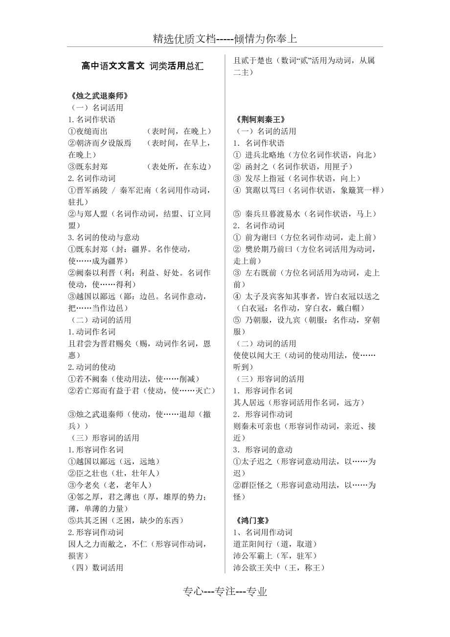 高中文言文人教版必修一至五【詞類活用】總結(jié)歸納梳理(共8頁)_第1頁