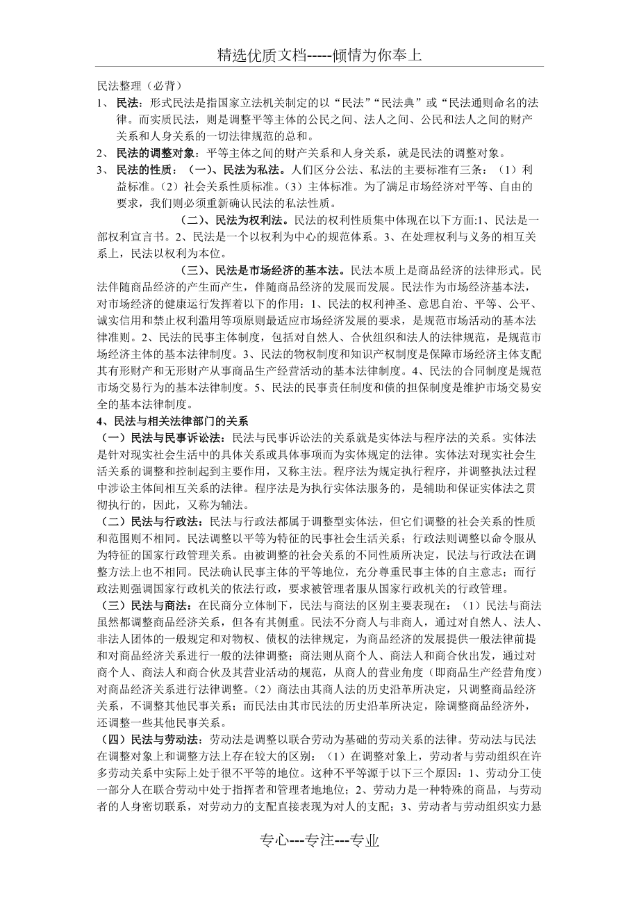 上海政法学院民法整理背诵部分(共13页)_第1页