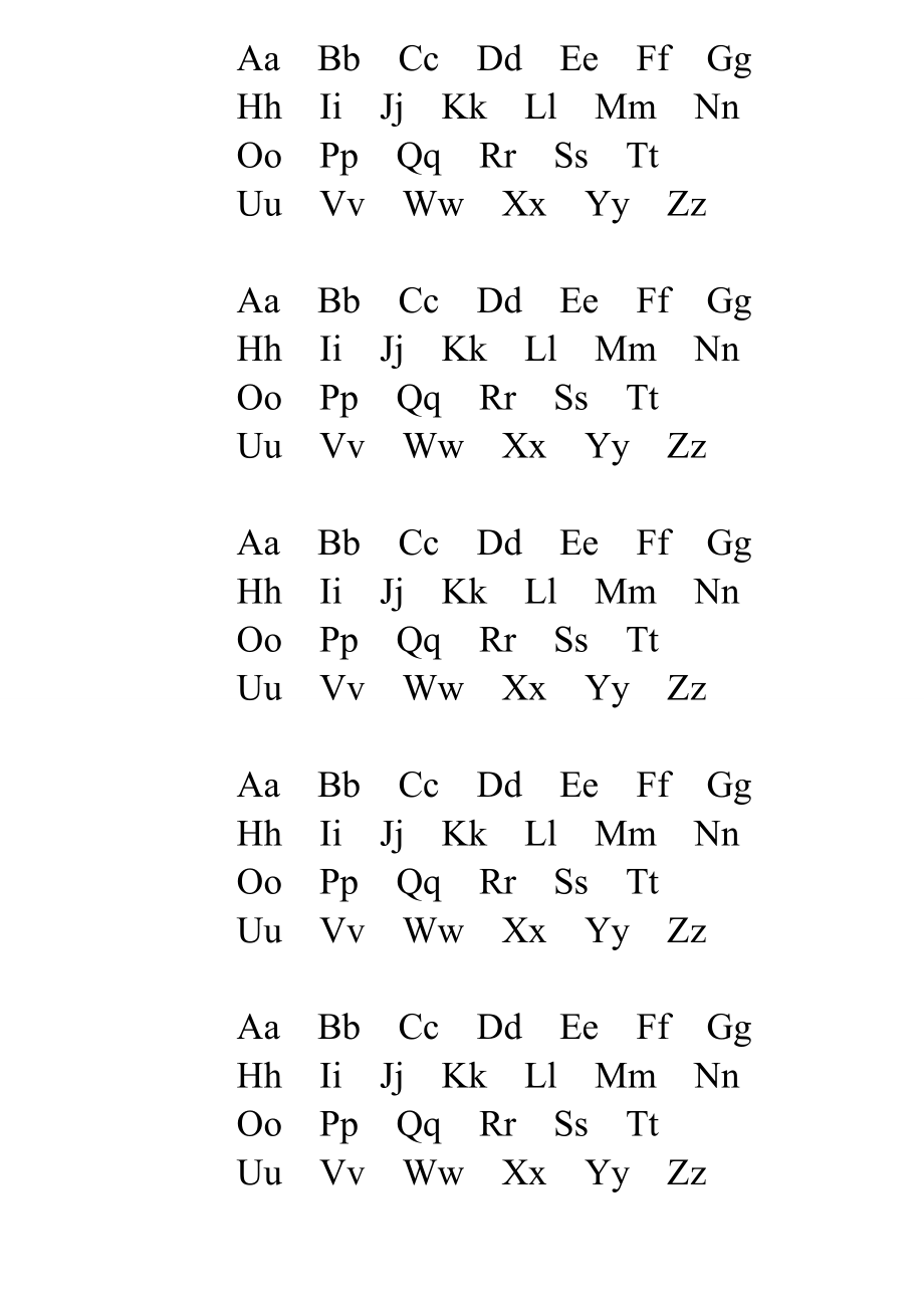 26个大写字母表