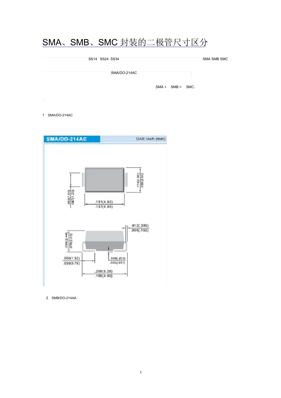 SMA、SMB、SMC封装的二极管尺寸区分精编版_第1页
