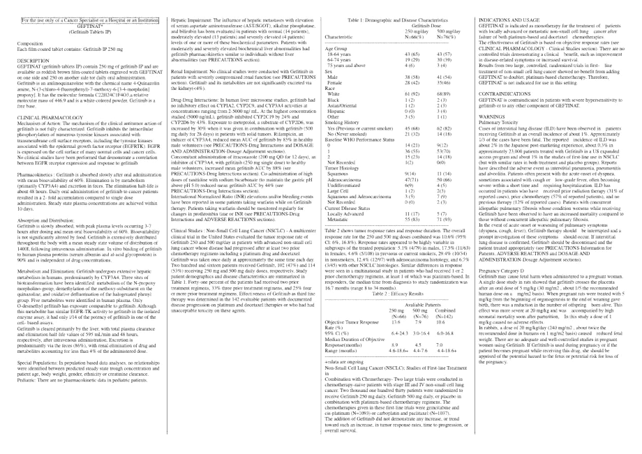 GEFTINAT吉非替尼片劑說明書全文(中英對(duì)照翻譯)_第1頁(yè)