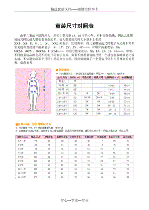 童装尺码与儿童年龄、身高、胸围对照表(共6页)