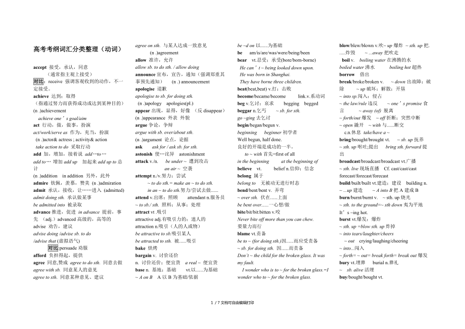高考考纲词汇分类整理动词_第1页