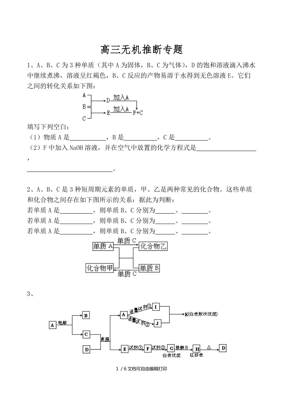 高考化学无机推断题题眼归纳_第1页