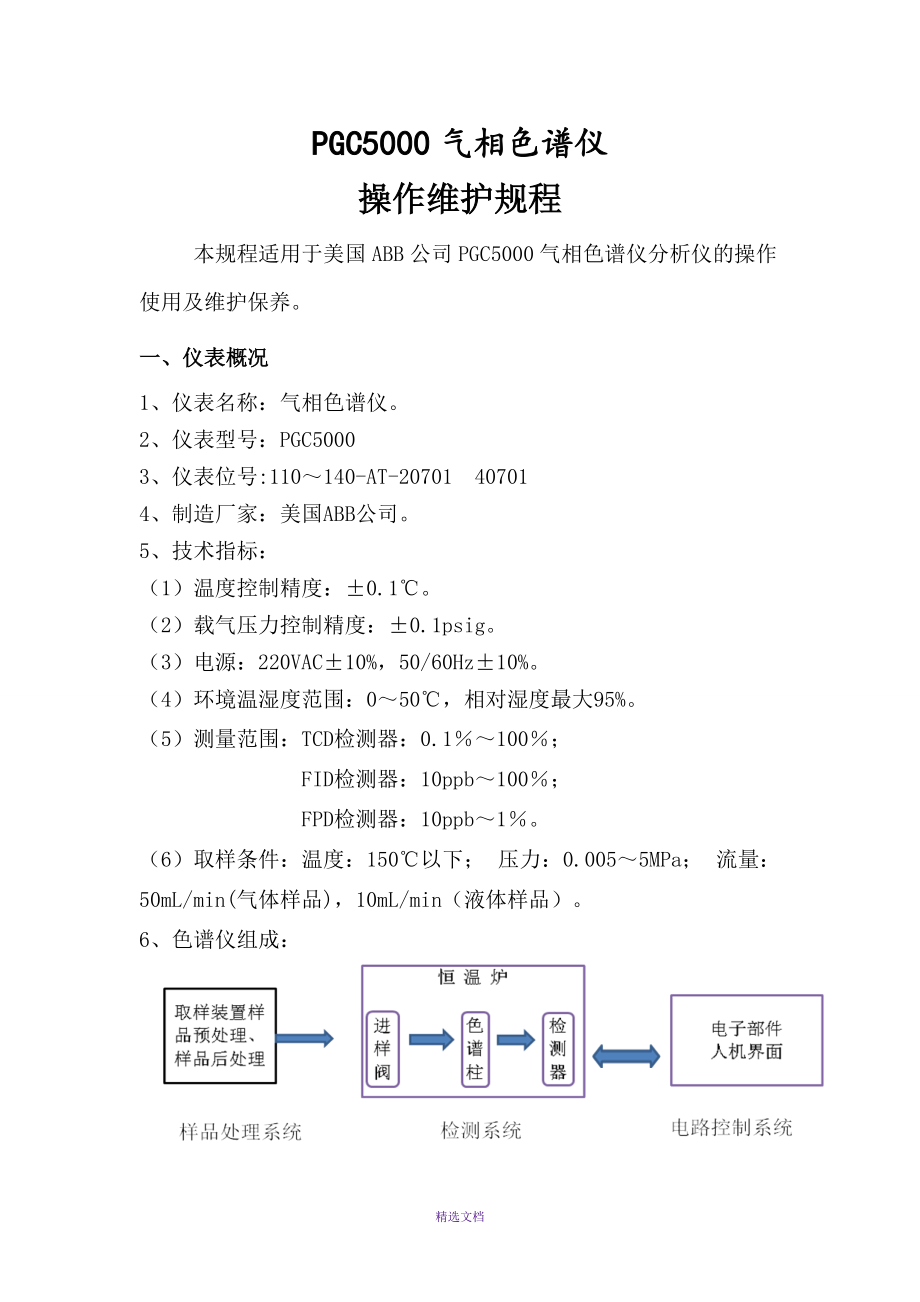 PGC5000色谱分析仪的操作使用和维护规程完整_第1页