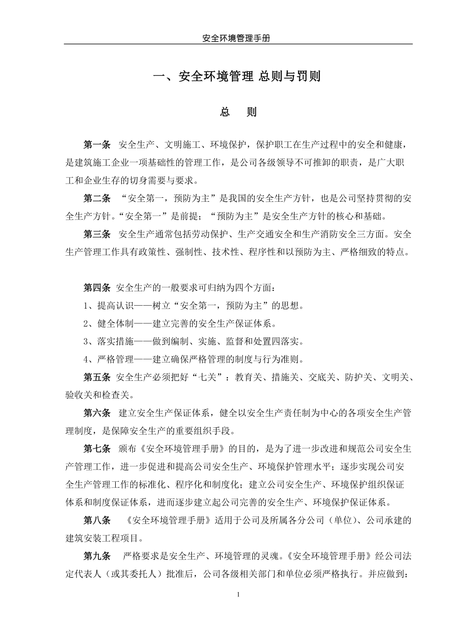 安全环境管理手册DOC 119页_第1页