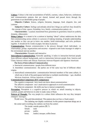 跨文化交際 期末復(fù)習(xí)資料 重點(diǎn)筆記