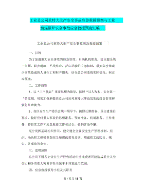 工業(yè)總公司重特大生產(chǎn)安全事故應(yīng)急救援預(yù)案與工業(yè)燃煤鍋爐安全事故應(yīng)急救援預(yù)案匯編