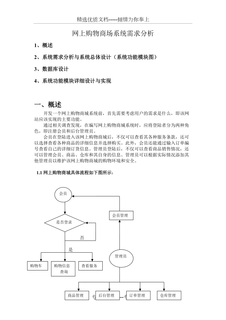 网上购物商城需求分析与设计(共12页)_第1页