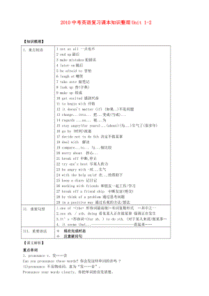 2010中考英語復(fù)習(xí)課本知識整理 九年級Unit 1-2