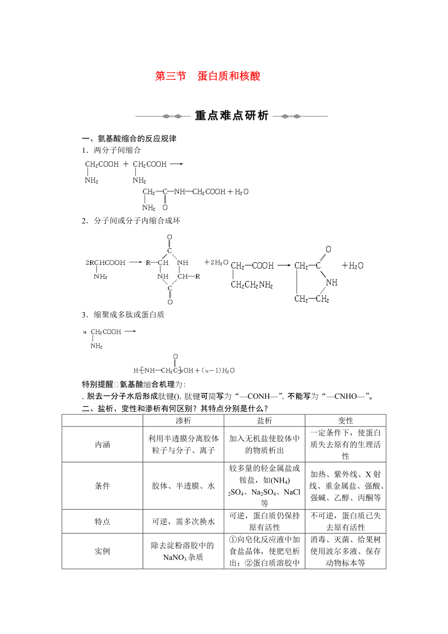 2010-2011學(xué)年高中化學(xué) 第四章 第三節(jié) 蛋白質(zhì)和核酸同步學(xué)案 新人教版選修5_第1頁