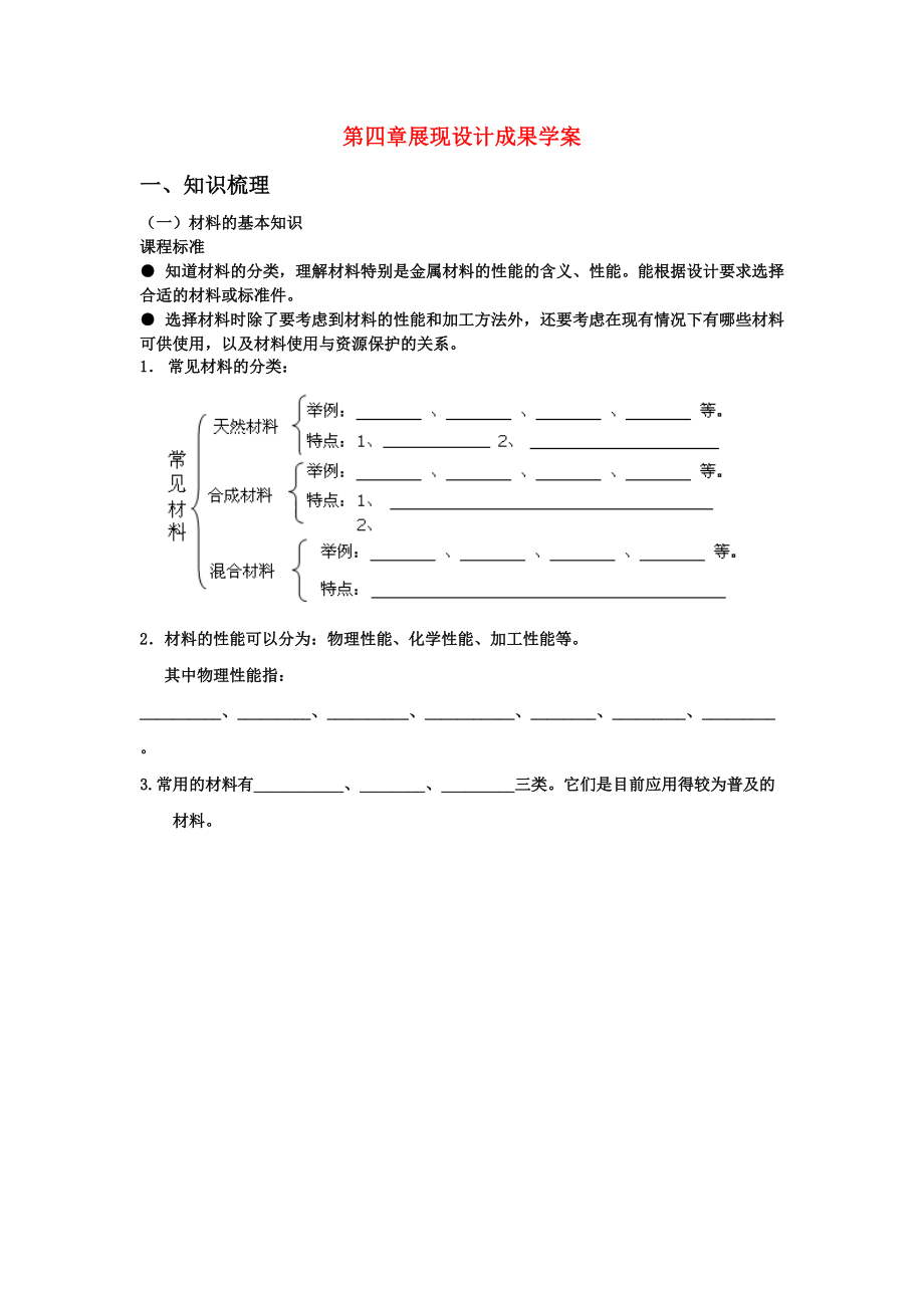 高二通用技术 第四章展现设计成果学案_第1页