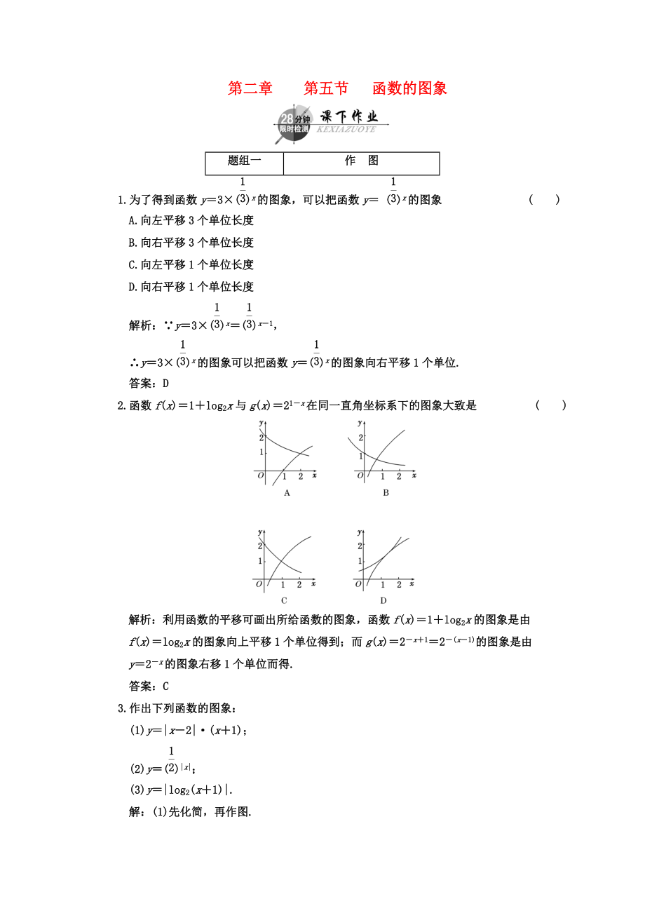 2011年高考数学一轮复习 第五节函数的图象 课下作业 新人教版_第1页