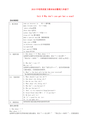 2010中考英語(yǔ)復(fù)習(xí)課本知識(shí)整理 八年級(jí)下 Unit8