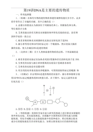 【金榜新學(xué)案,復(fù)習(xí)參考】高中三年級生物課時精練：第19講DNA是主要的遺傳物質(zhì)