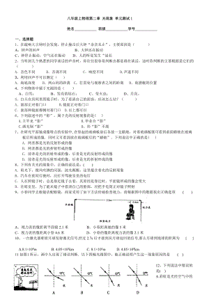 2021年八年級上物理第二章 光現(xiàn)象 單元測試1