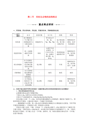 2010-2011學年高中化學 第一章 第二節(jié) 有機化合物的結(jié)構特點同步學案 新人教版選修5