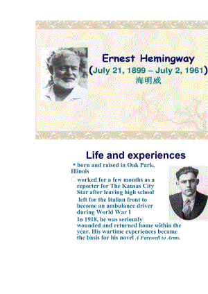 Ernest_Hemingway海明威英文PPT介绍.