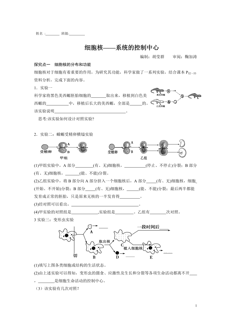 细胞核导学案_第1页