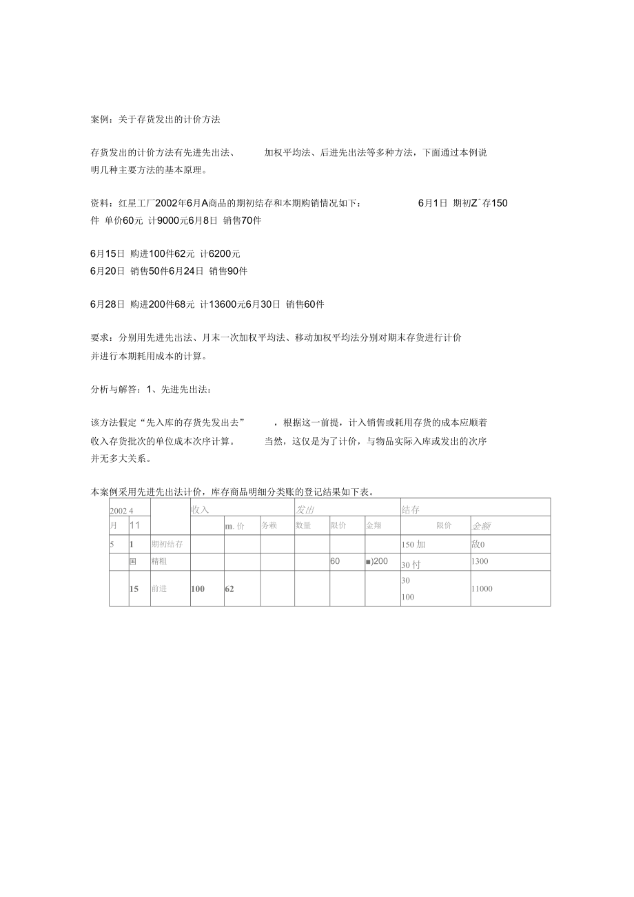 存货计价方法例题_第1页