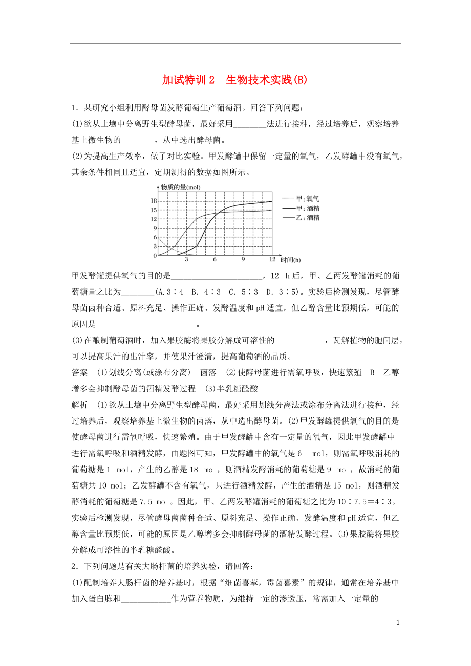 高三生物二輪專題復(fù)習(xí)題型增分練四加試非選擇題題加試特訓(xùn)生物技術(shù)實(shí)踐B新人教_第1頁