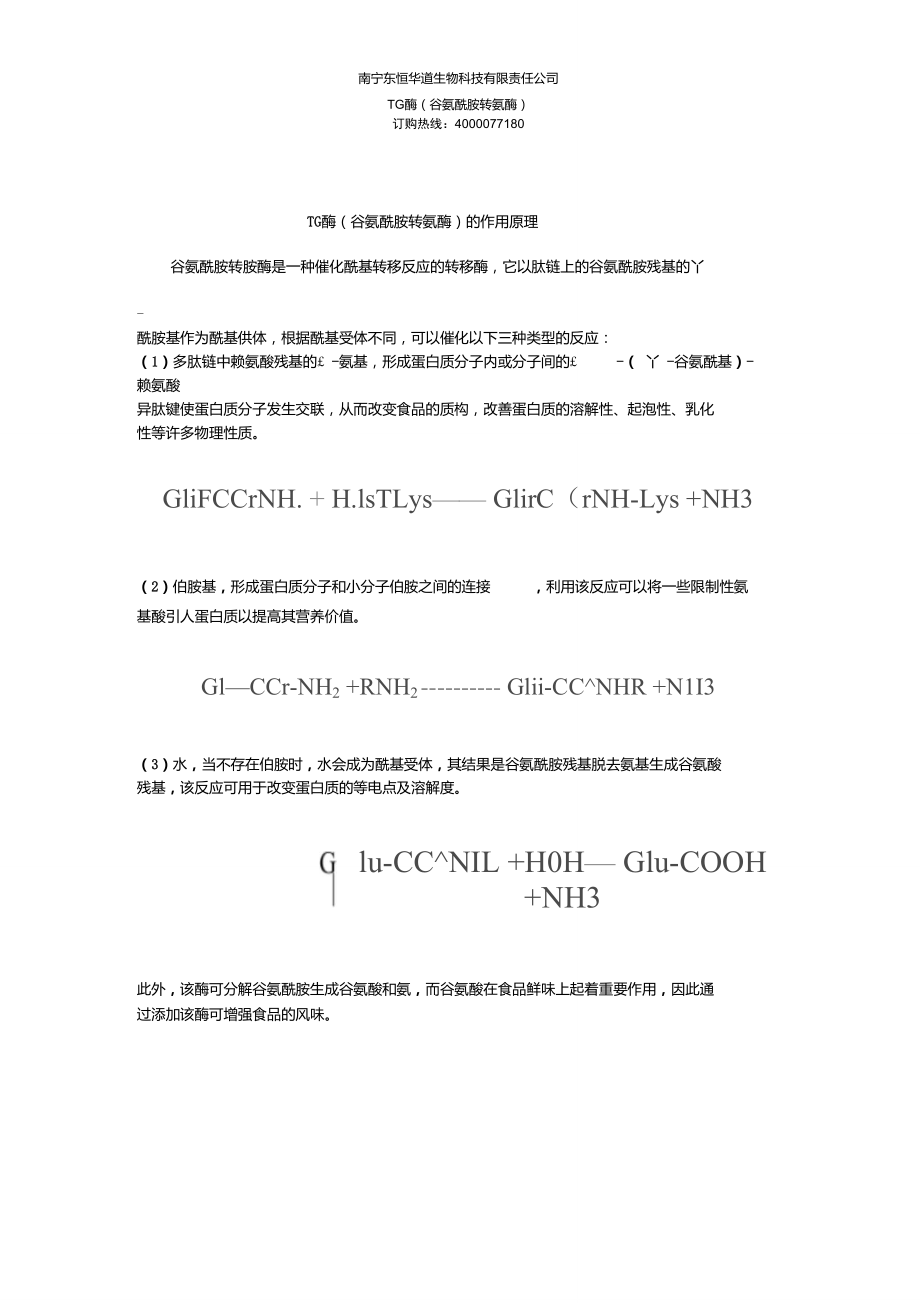 TG酶(谷氨酰胺转氨酶)的作用原理_第1页