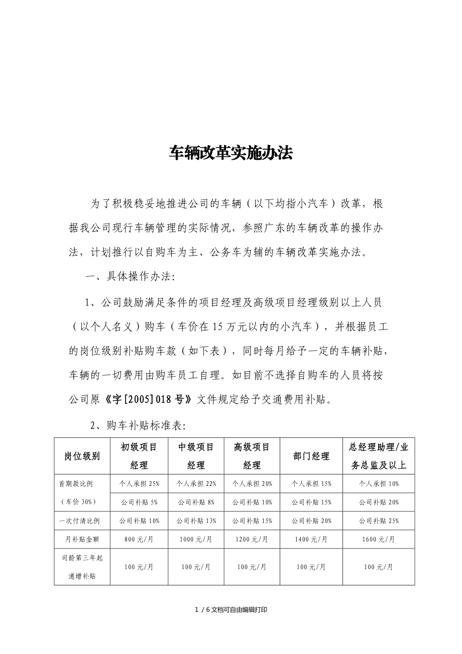 车辆改革实施方案_第1页