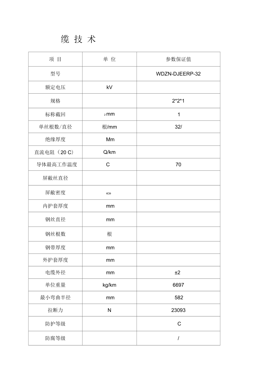 电缆技术参数表_第1页