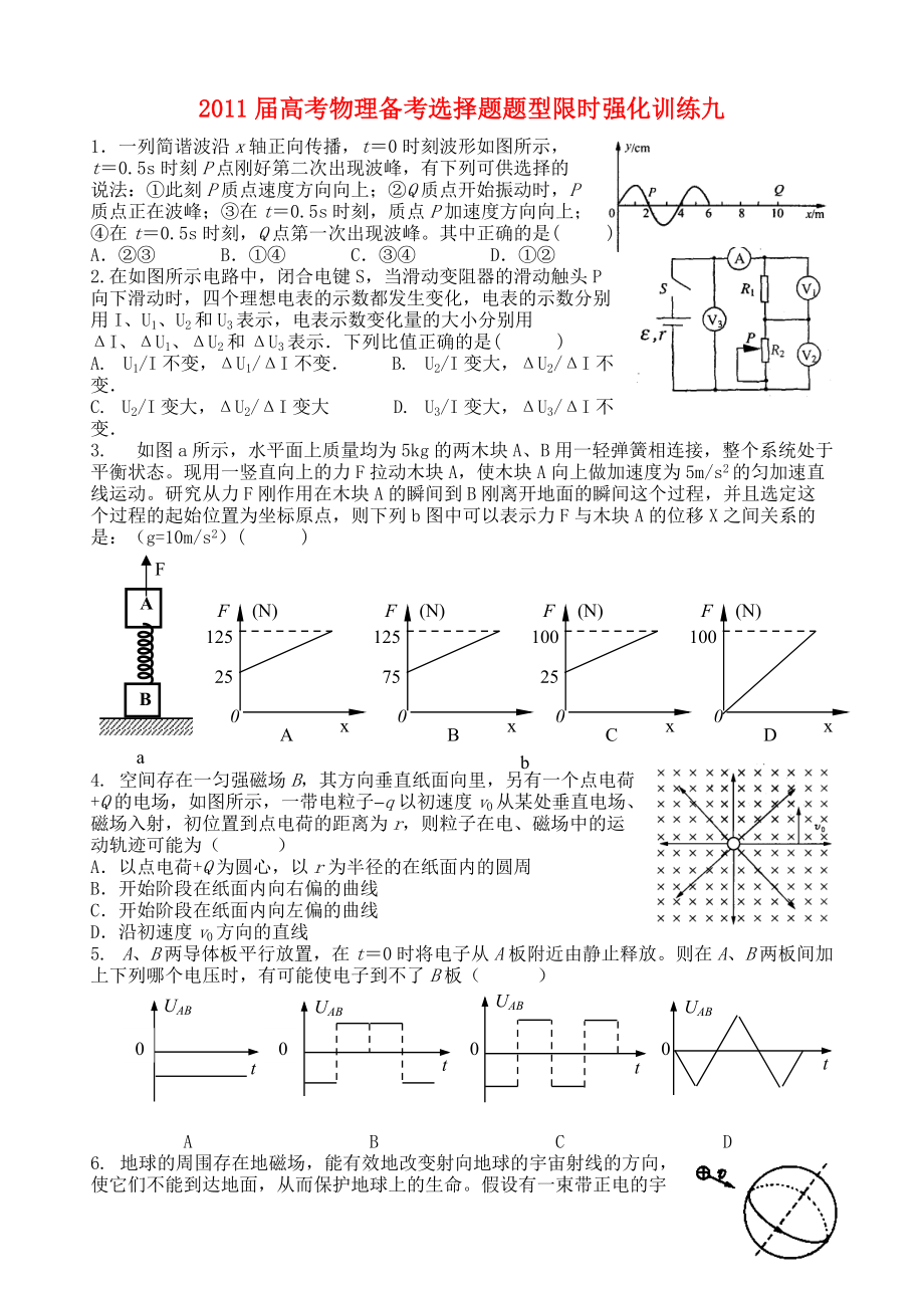 2011届高考物理 备考选择题题型限时强化训练九_第1页