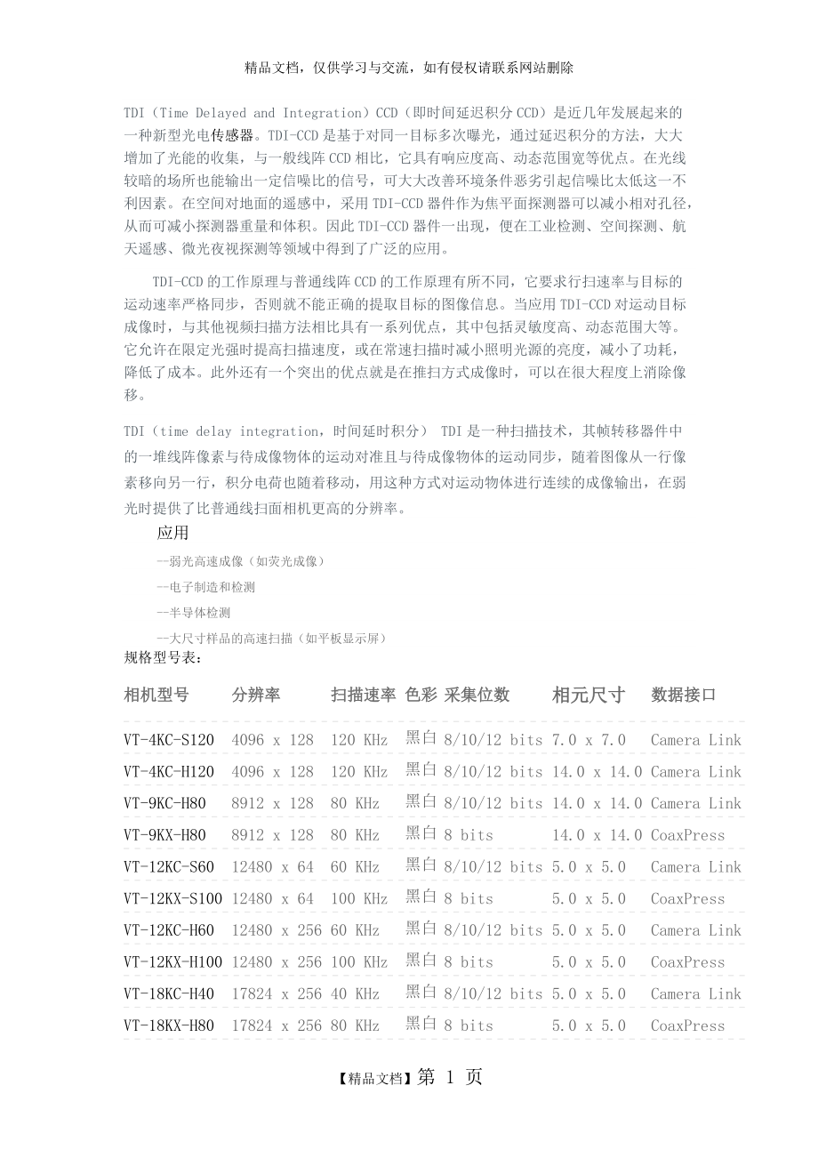 TDI线阵相机_第1页