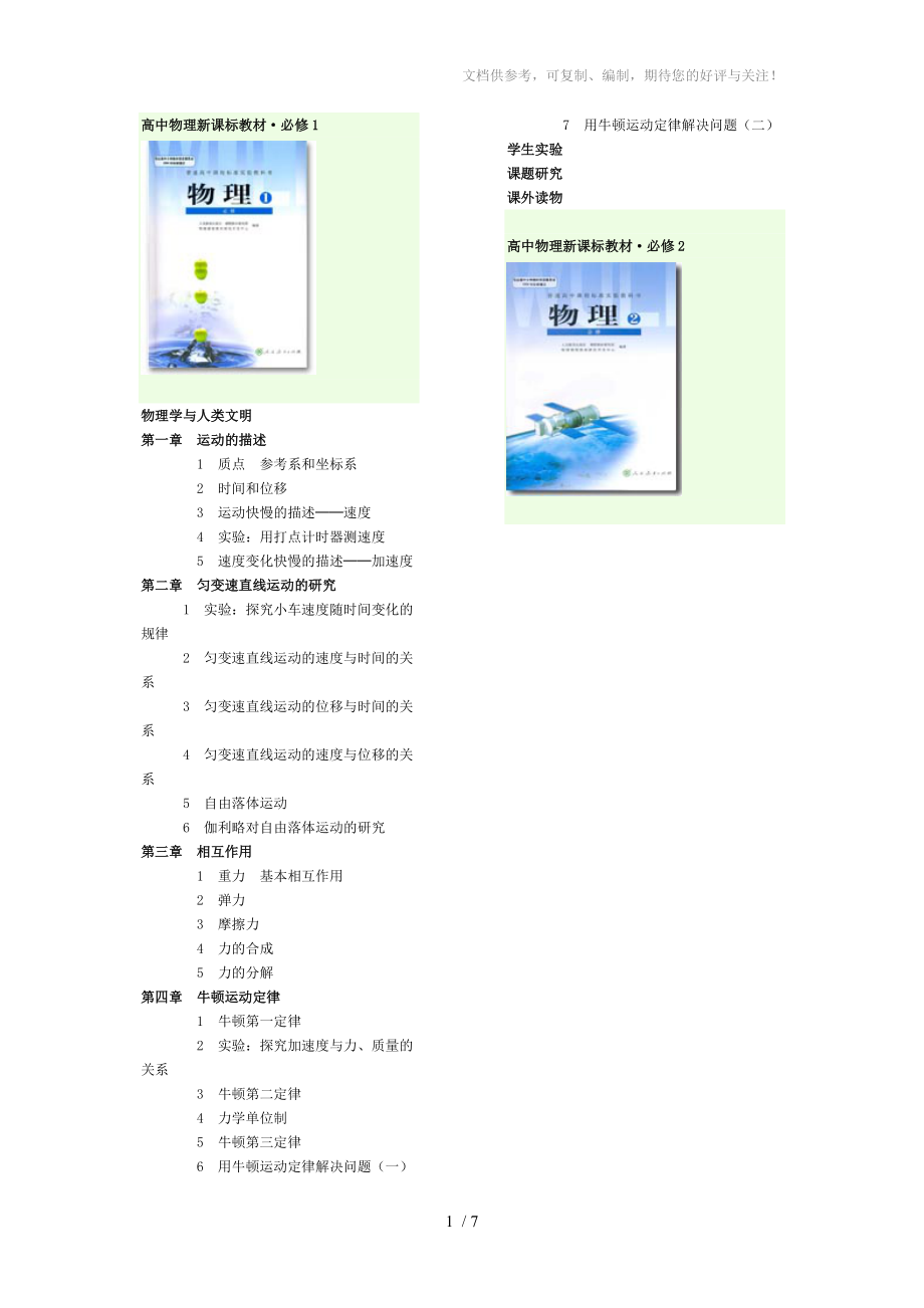 高中物理新课标教材_第1页