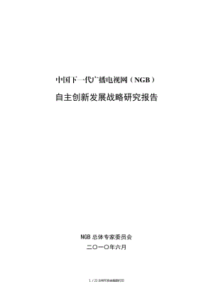中国下一代广播电视网NGB展战略研究报告22页