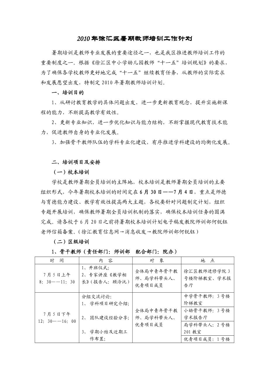 徐汇区暑期教师培训工作计划_第1页