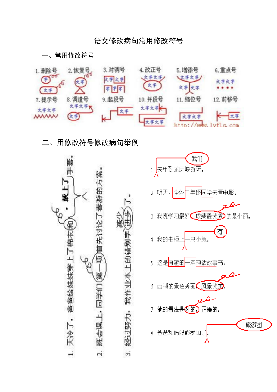 用修改符号修改病句讲解与练习_第1页