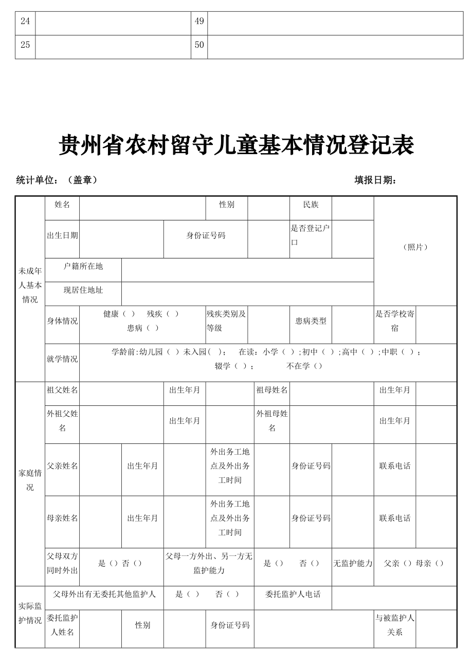 一生一档信息表模板图片