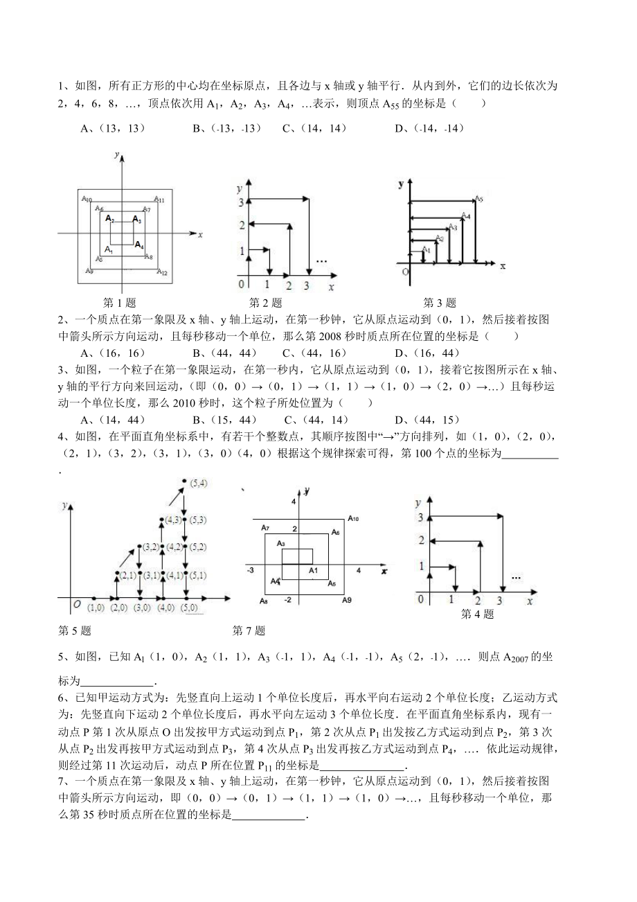 平面直角坐标系中的规律探究_第1页