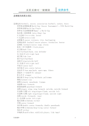 足球相關(guān)的英文詞匯研究材料