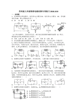 苏科版九年级物理电路初探专项练习.10.8
