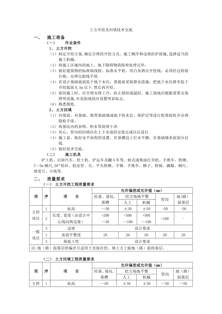 土方開挖及回填技術(shù)交底_第1頁