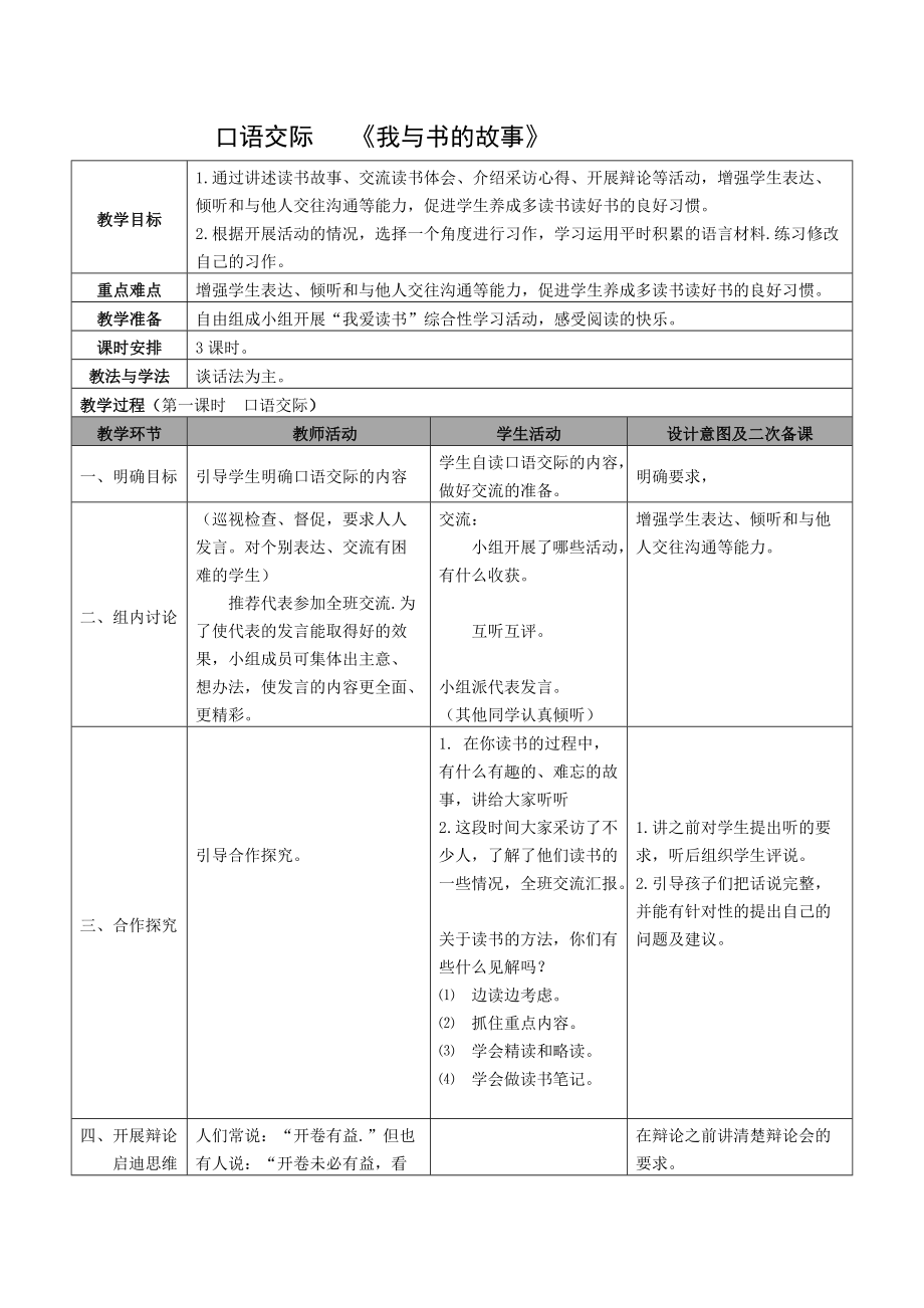 口語(yǔ)交際設(shè)計(jì)《我與書的故事》_第1頁(yè)