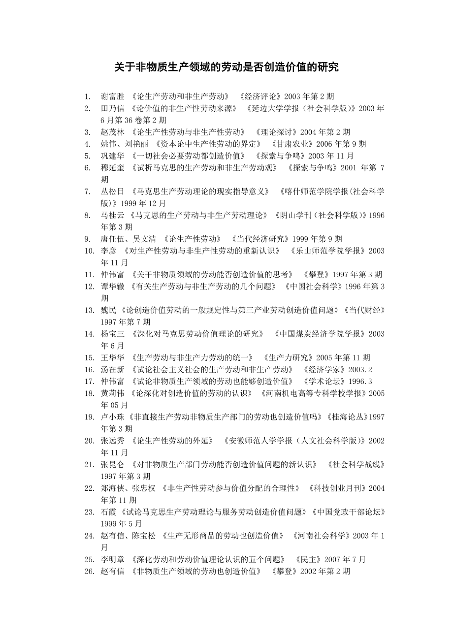 关于关于创造价值的生产性劳动是否应该包括非物质生产领域的劳动的研究_第1页