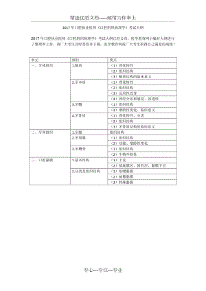 2017年口腔執(zhí)業(yè)醫(yī)師《口腔組織病理學》考試大綱(共4頁)