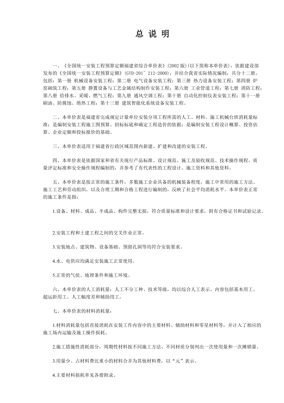 全國統(tǒng)一安裝工程預算定額福建省綜合單價表_第1頁