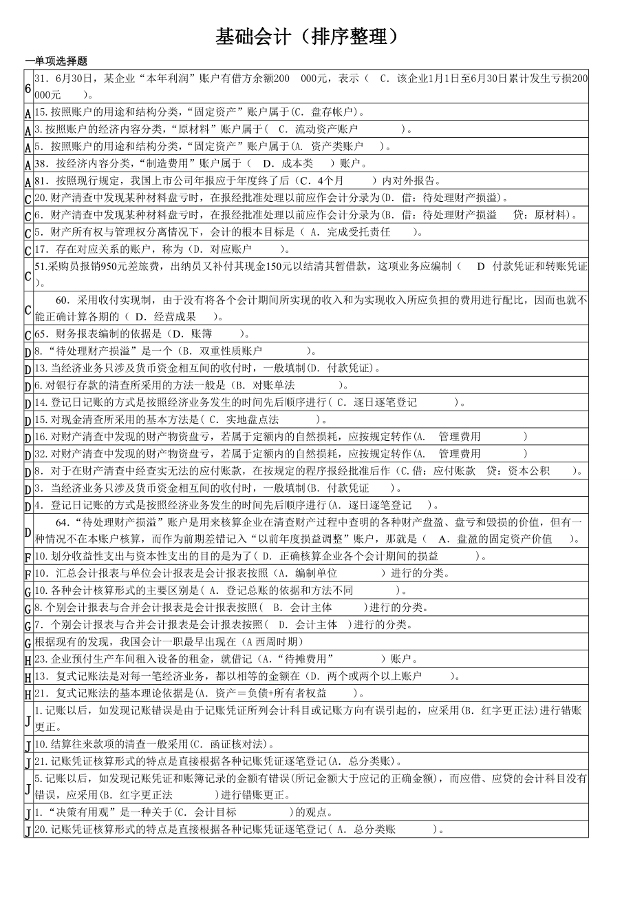 電大基礎會計絕無僅有的電大試題看完必過哦哦_第1頁