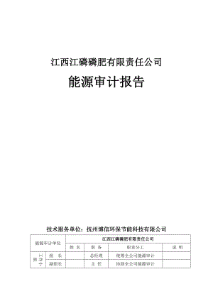 江西江磷磷肥公司能源审计报告