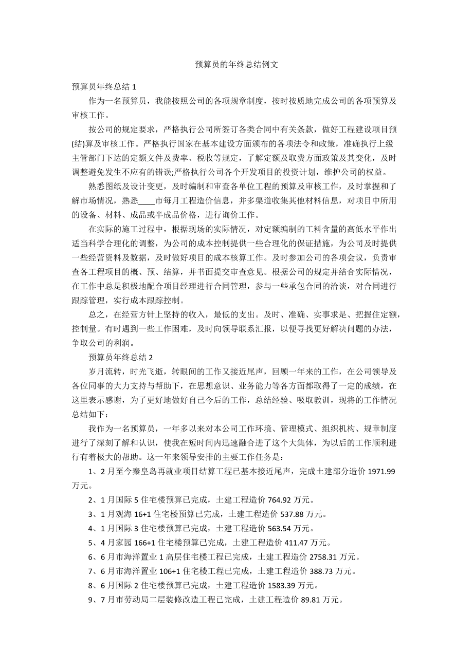 预算员的年终总结例文_第1页