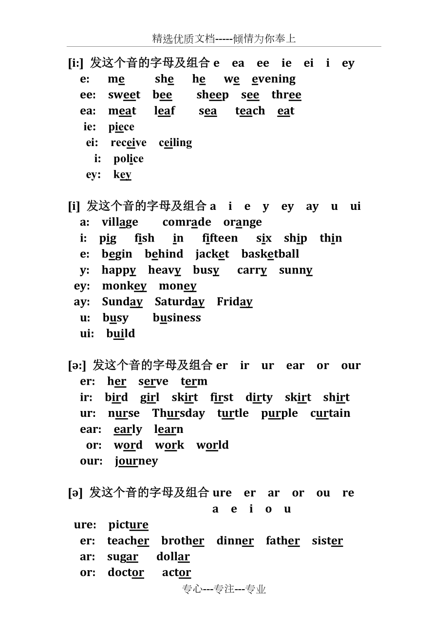 英语中48个音标对应的字母组合共10页