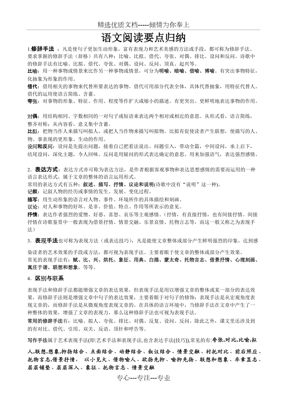 表达方式、修辞手法与表现手法的区别-修辞手法-表现手法(共6页)_第1页