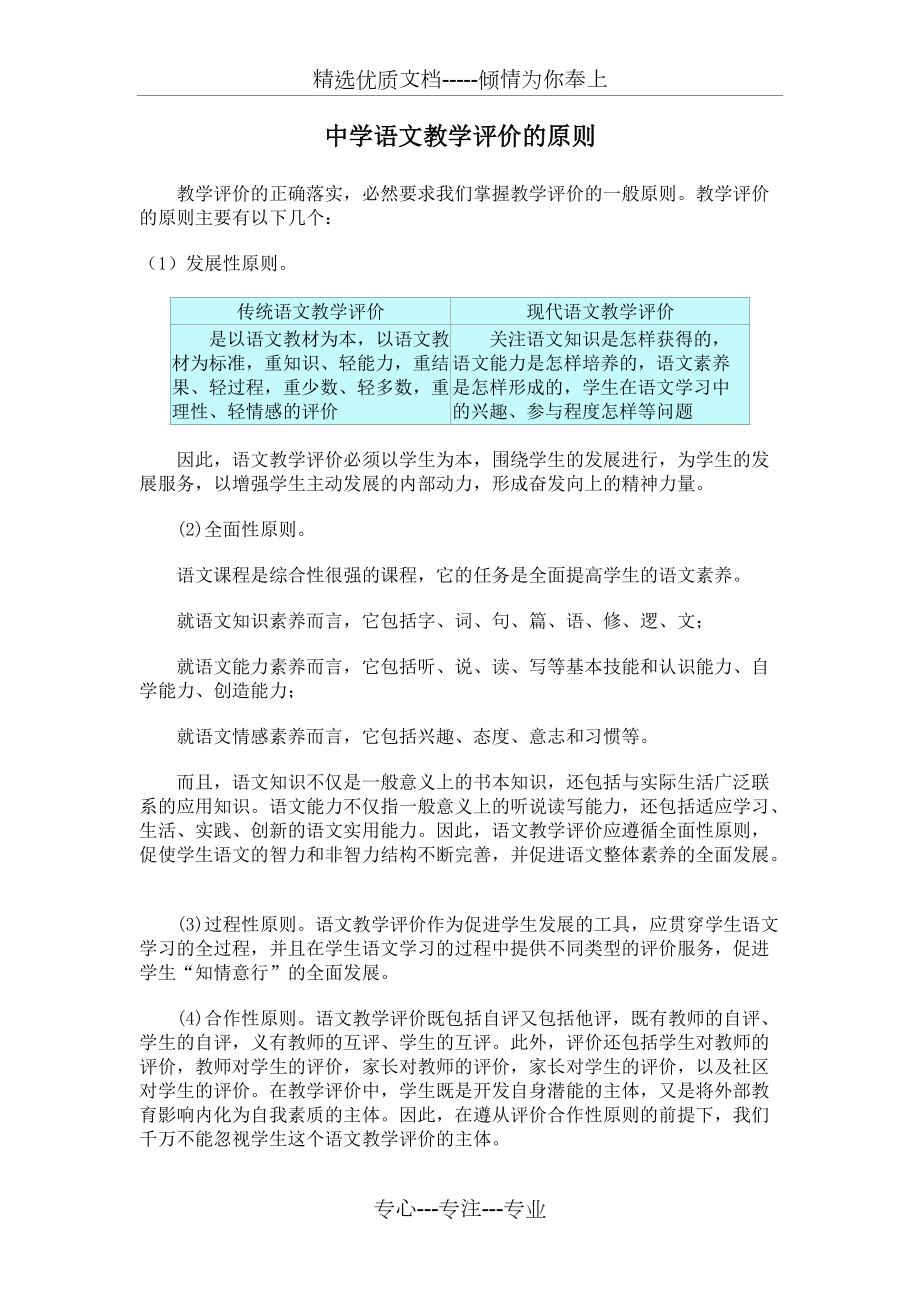 中学语文教学评价的原则(共2页)_第1页