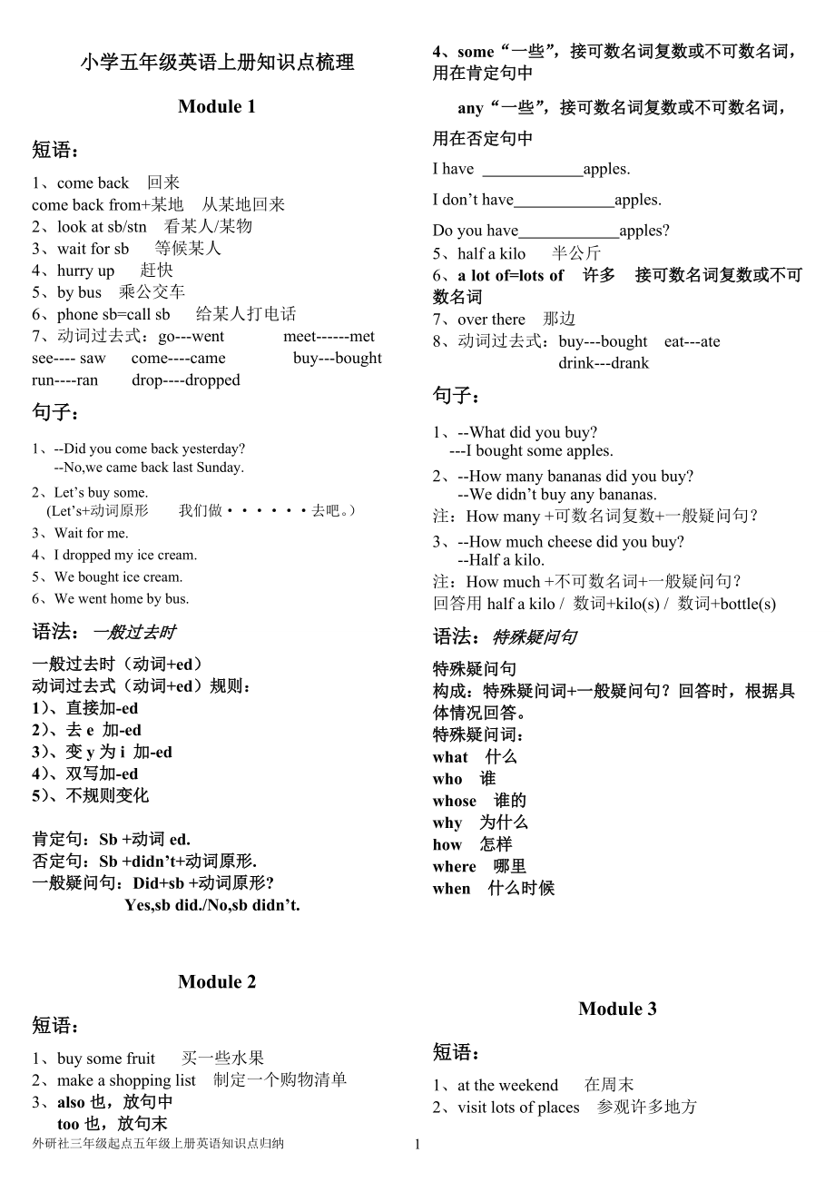 1583990514外研社五年級(jí)上冊(cè)英語知識(shí)點(diǎn)梳理_第1頁